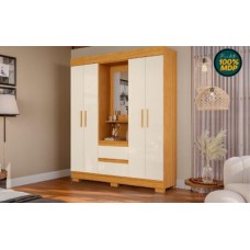Roupeiro 4Pts 100% Mdf Isabely Capelinha Acp Nature/Off   