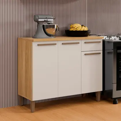 Balcão Classico Master 3pts 2gav Cinamomo/Off ArtMóveis