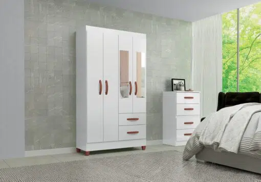 Roupeiro 4Pts C/Esp Fortaleza Atualle Branco